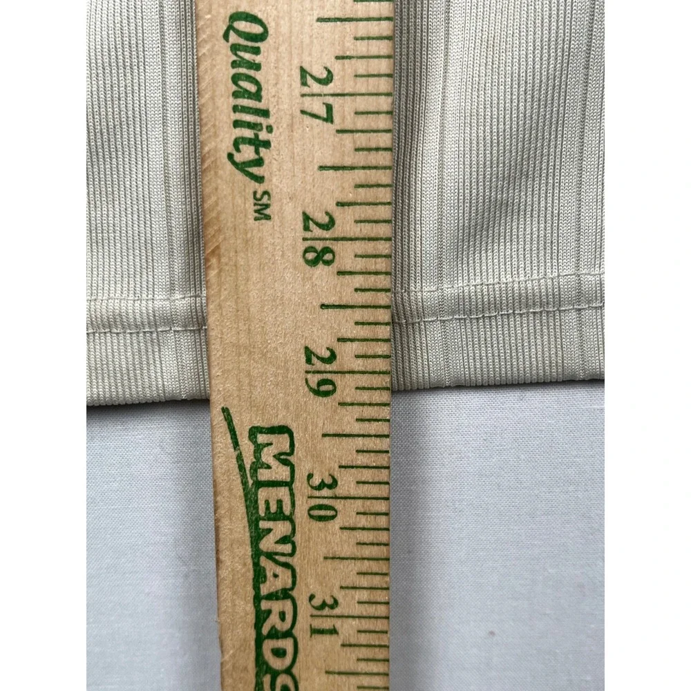 Haggar Polo Shirt Mens Large L 1/4 Zip Short Sleeve Ribbed Vertical Tan Stone